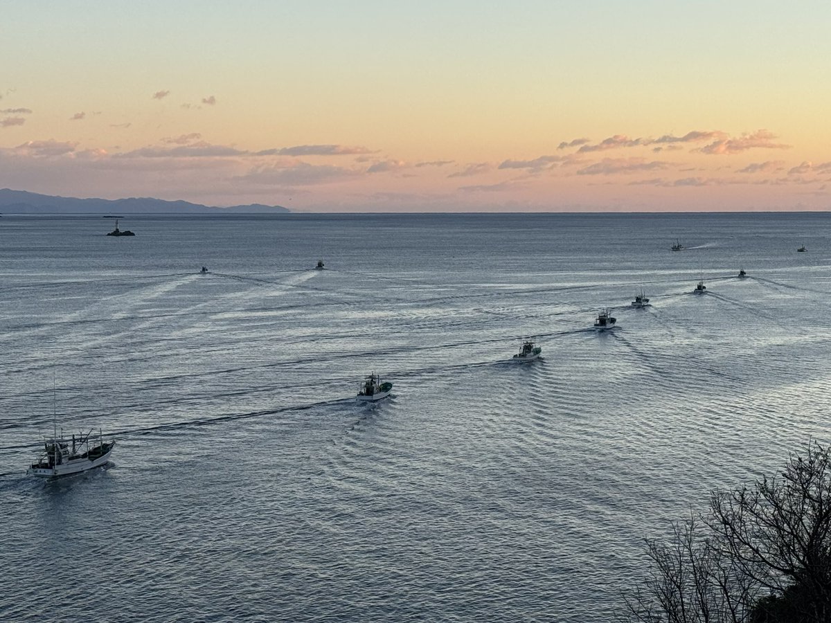 KunitoSeko's tweet photo. Good morning everyone☺️ The hunting boat left the harbor at 06：56

Formation

#和歌山 
#太地
#Taiji
#太地くじらの博物館 
#太地くじら浜海水浴場 
#太地いさな組合 
#太地漁業協同組合 
#イルカ追い込み猟廃止を求める 
#イルカ追い込み猟 
#イルカ追い込み反対 
#イルカトレーナー 
#イルカ https://t.co/5S9Gyrx6kE