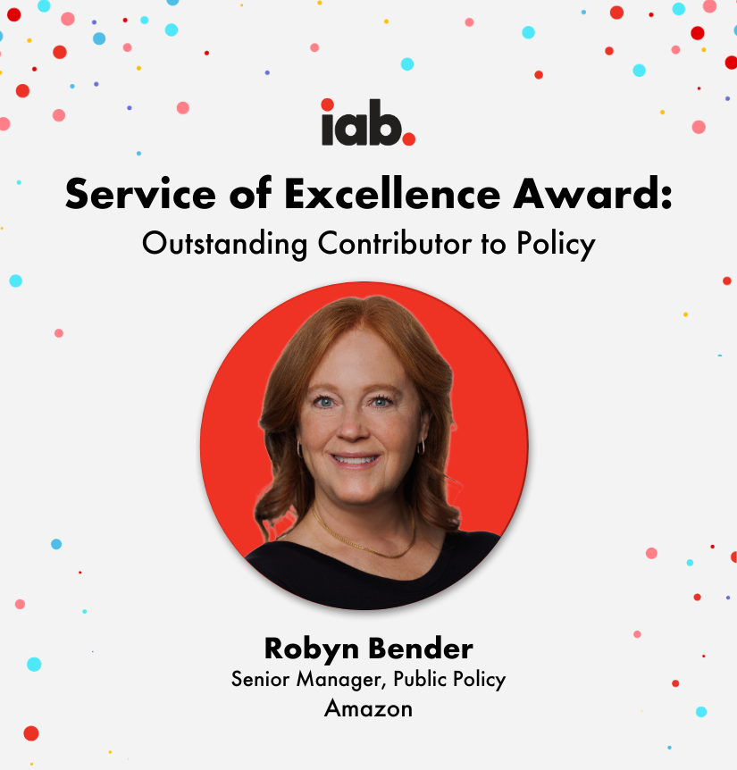 amazon_policy's tweet photo. Policy matters and so do the people driving it forward.      Congratulations to @BenderRoby94424 , Amazon’s Senior Manager of Public Policy, on receiving the @iab  Service of Excellence Award for her impactful      contributions to policy. Well deserved! #PublicPolicy #IAB https://t.co/lYKG6nnMjk
