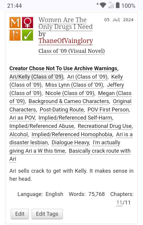 O23093Thane's tweet photo. Know I'm mostly Aricole,but if anyone fancies some Ari x Kelly, I did a fic of that pairing a bit ago! It's an Ari POV fic where she cracks a brilliant scheme to win over Kelly: selling drugs! :D
https://t.co/sBGxZm3E9w
#classof09
#arikelly
#kellari https://t.co/uTfAGKgoqx