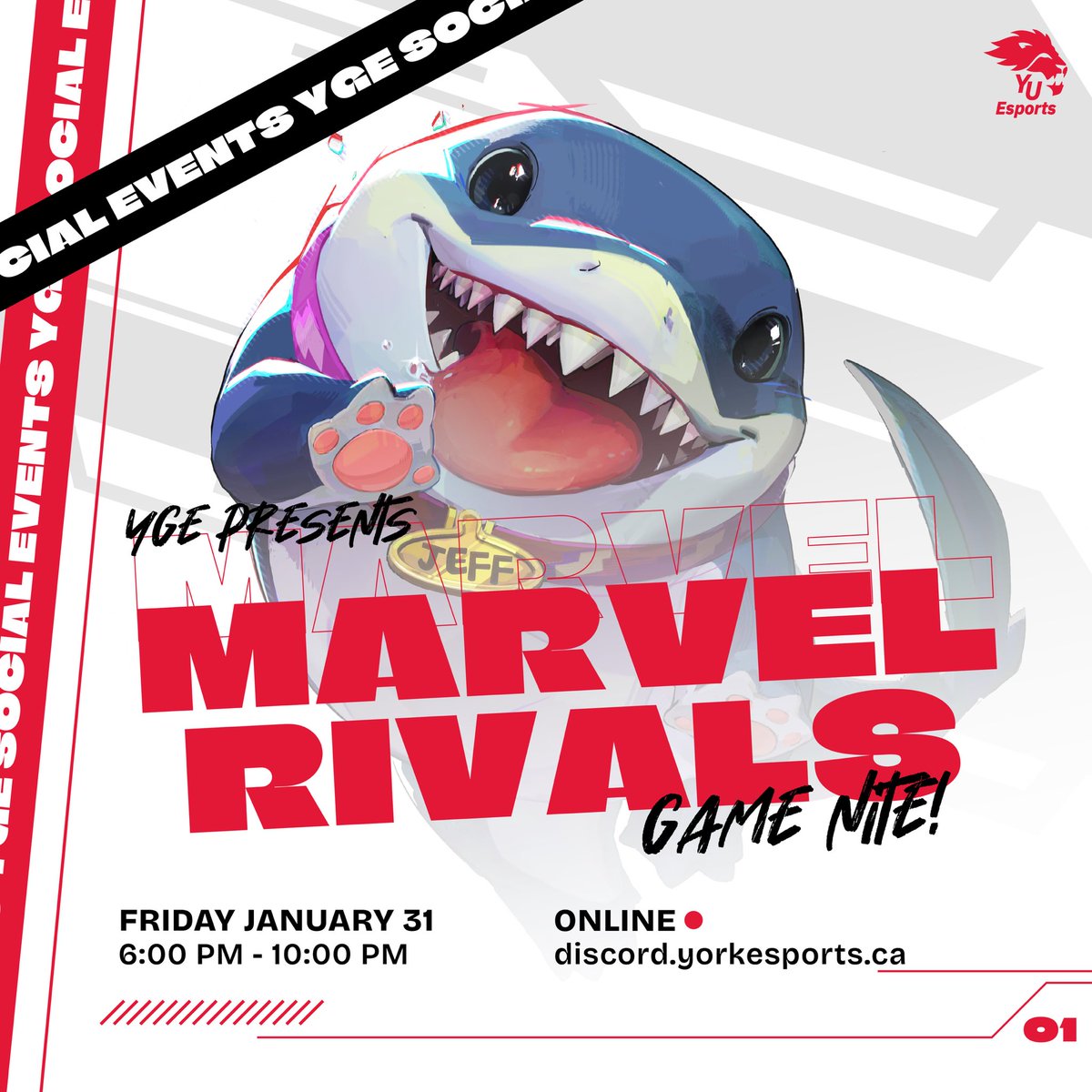 Do you play Marvel Rivals? Are you looking to attend an event in the convince of your home? 

Well you're in luck! Because York Gaming &amp; Esports is hosting an ONLINE 🔴 Marvel Rivals Game Nite!!

Join us this Friday from 6-10 PM on our Discord server 🎮📞