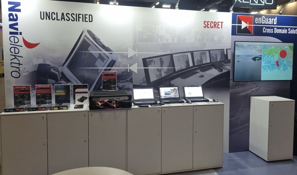 MatsKoivisto's tweet photo. Welcome to visit Navielektro at the SecD-Day exhibition tomorrow in Helsinki where Iida, Axel and Mats will be happy to present our enGuard CDS (Cross Domain Solution), PKI and Naval and Joint C4ISR Solutions with Android ATAK Integration. https://t.co/ErBXEZw5nj
