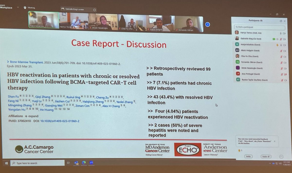 Harrys Torres (@harrystorres01) on Twitter photo Excellent session today at the International <a href="/ProjectECHO/">Project ECHO</a> Clinic on Viral Hepatitis <a href="/MDAndersonNews/">MD Anderson Cancer Center</a>. Drs. Viera and Gibran from A.C. Camargo Cancer Center, São Paulo, Brazil discussed #HepB in patients with CAR-T. #HepatitisElimination #endcancer Excellent session today at the International <a href="/ProjectECHO/">Project ECHO</a> Clinic on Viral Hepatitis <a href="/MDAndersonNews/">MD Anderson Cancer Center</a>. Drs. Viera and Gibran from A.C. Camargo Cancer Center, São Paulo, Brazil discussed #HepB in patients with CAR-T. #HepatitisElimination #endcancer