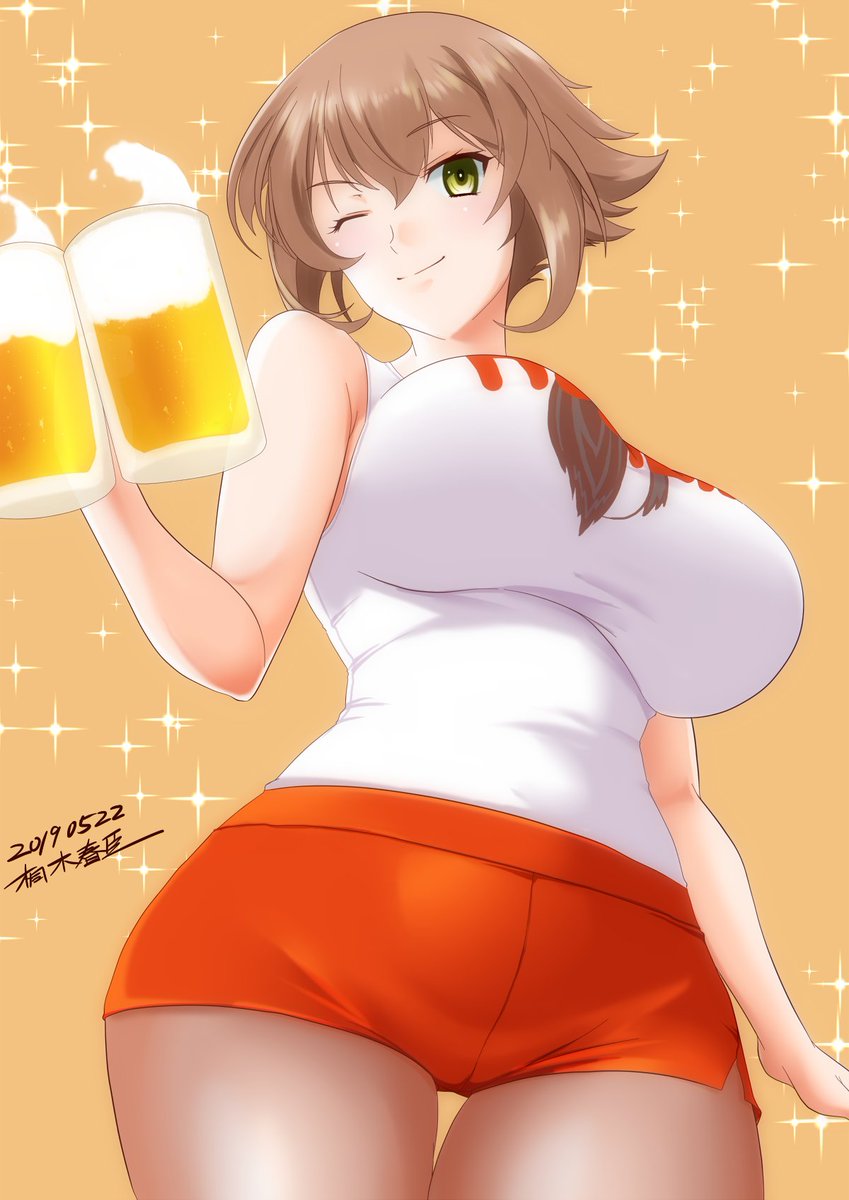 アイオワ(艦これ) ,陸奥(艦隊これくしょん) 「#女の子のウィンクは万病に効くウインクの似合う艦娘ナンバーワンは陸奥だと言うこと」|桐木春臣のイラスト