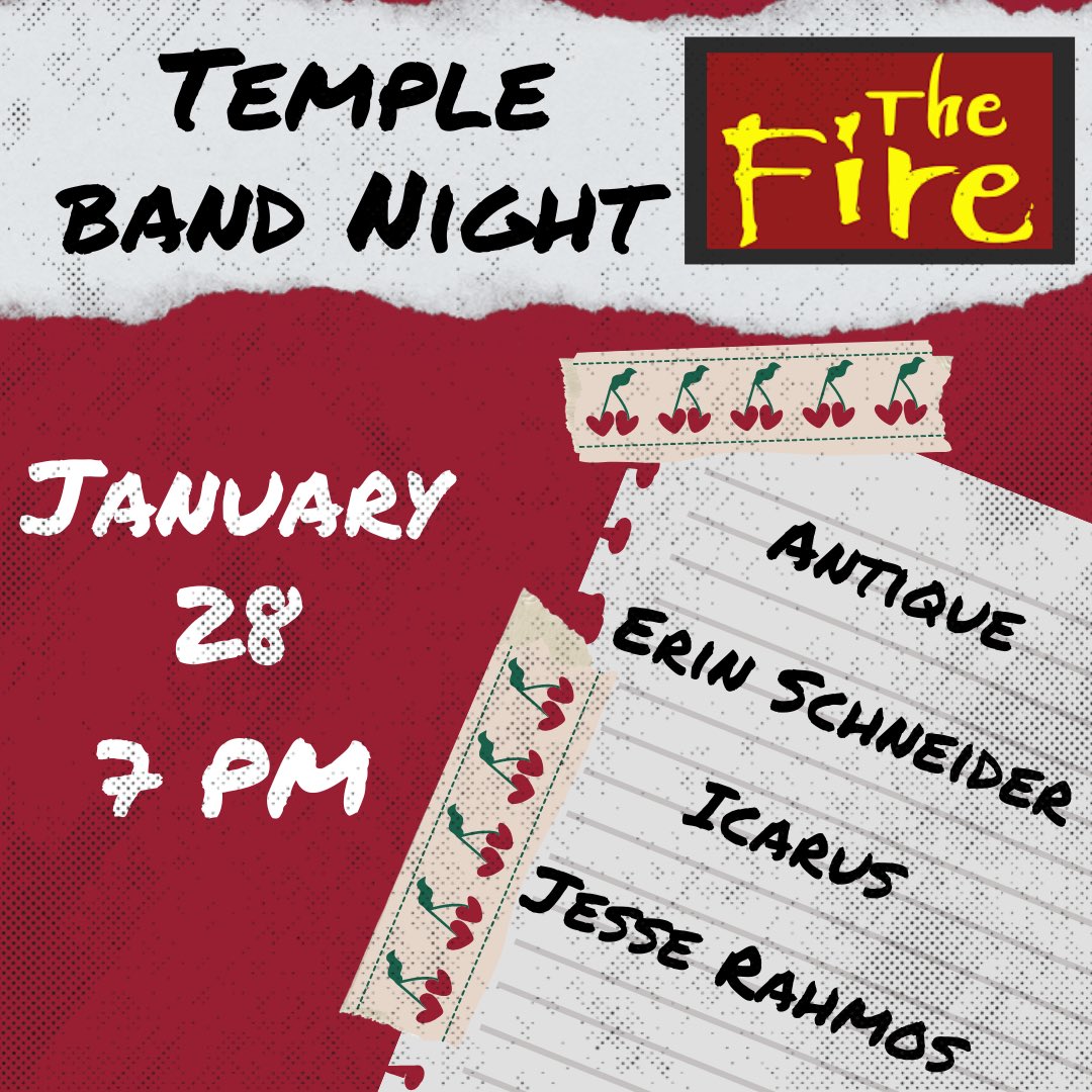 Our amazing Rocktober winners are performing tonight at The Fire! Come out to hear some incredible Temple bands. Ticket link is below 🎸🎶

eventbrite.com/e/antique-erin…

#TU #music #bandnight