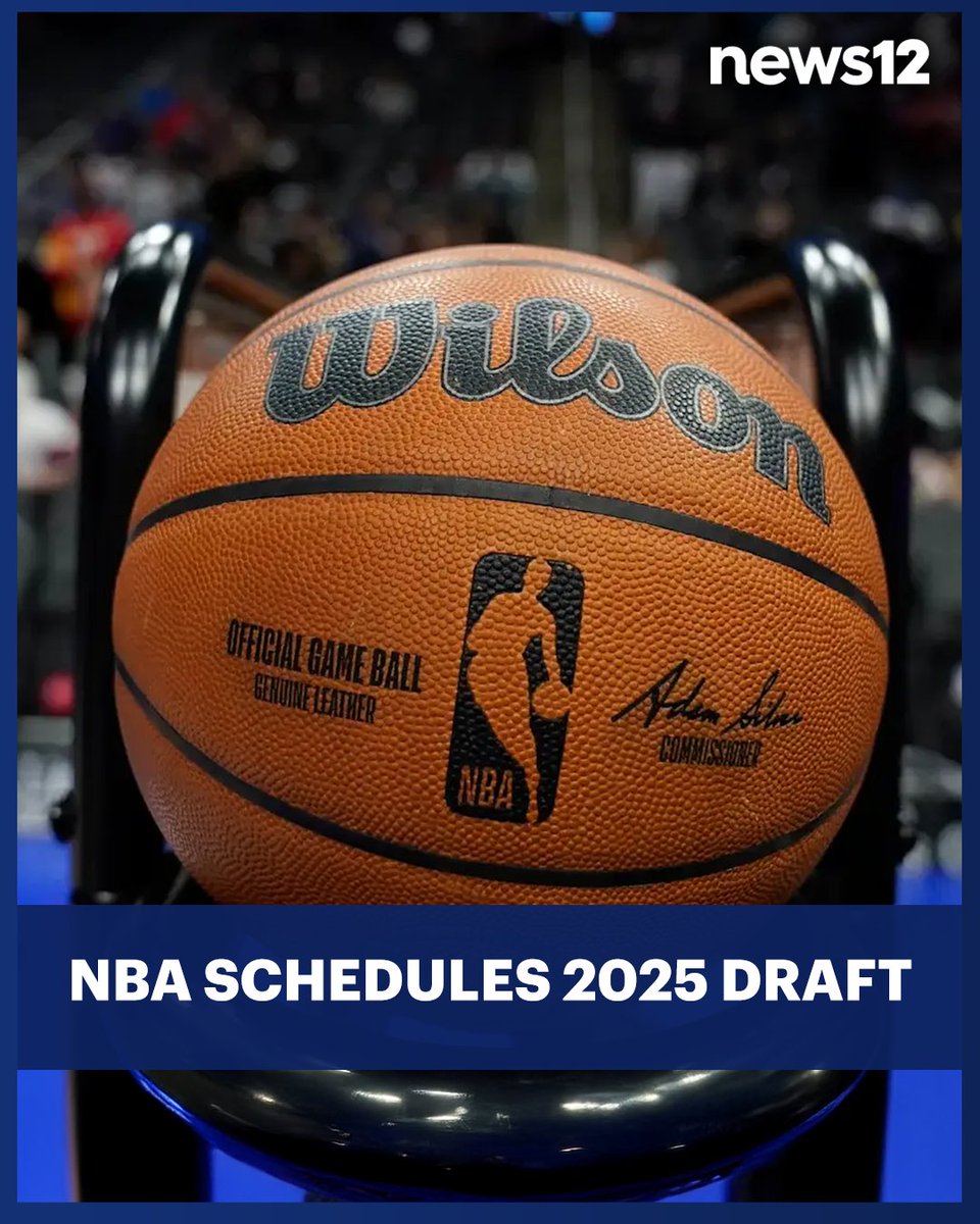 News12BK's tweet image. DRAFT SCHEDULED: The #NBA is using the two-night draft format again this year, announcing that the #2025 event will take place on June 25-26. Both nights will be at the #BarclaysCenter. 

READ MORE: bit.ly/40DloPS