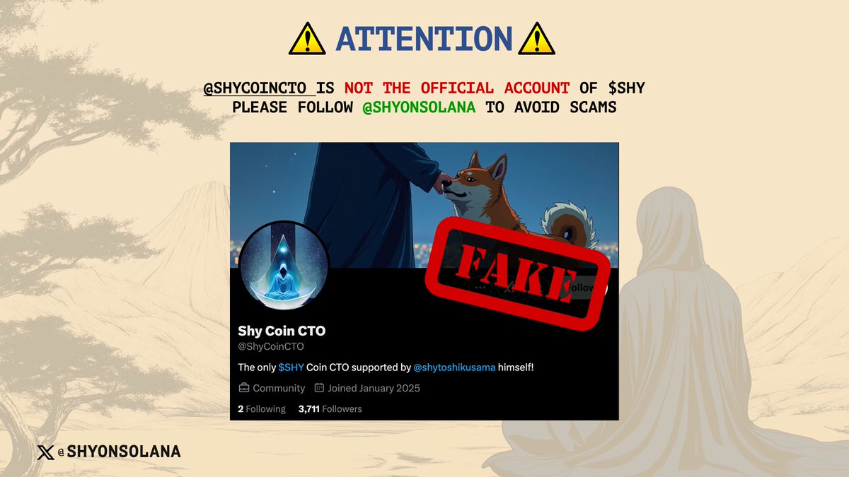 ShyonSolana's tweet photo. ✅ This is the new official X account for SHY Coin: @ShyonSolana   

Stay vigilant and only trust updates from this account.

CA: 7d1vpt5eri79nETcL74Punhp3mGkeBgUkMdPWep6pump https://t.co/Q22gYtDPsZ