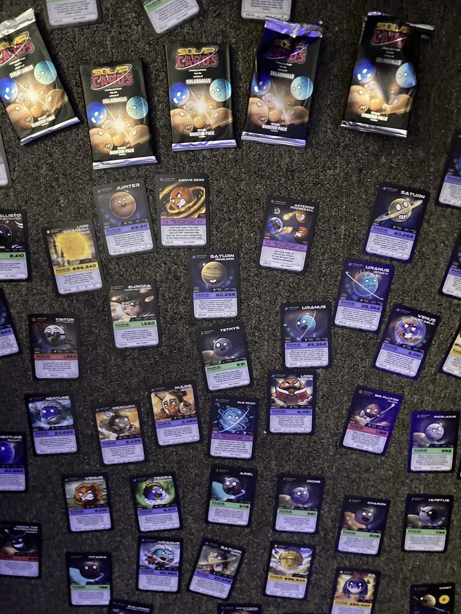 BaggyCookie's tweet photo. #solarballs #solarcards #space #planets 

Wohoo!!! I finally got my Solarcards!!! :D also it is weird that the boosters came first instead of the main 25 card set. 🤔 but hey, at least I got 50 of my 75 total cards now. 🥳 https://t.co/oJ2GIf8xXZ