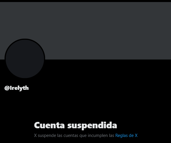 Suspendieron la cuenta de @/Irelyth por alguna razon que desconocemos, en unas horas sabremos mas informacion de lo que sucedio (si aparece con una nueva cuenta lo compartire por este medio)