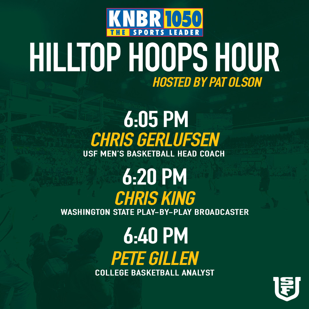 Join me live tonight at 6:00 on <a href="/KNBR/">KNBR</a> 1050 as we talk <a href="/USFDonsMBB/">San Francisco Men's Basketball</a> and <a href="/WCChoops/">West Coast Conference Basketball</a> with <a href="/CoachCeeGee/">Chris Gerlufsen</a>, <a href="/WSUCougarsMBB/">Washington State Men's Basketball</a> announcer <a href="/ChrisKingSports/">Chris King</a> and <a href="/CBSSportsCBB/">CBS Sports College Basketball 🏀</a> analyst <a href="/Gillenhoops/">Pete Gillen</a>.

#USFDons / #WCCHoops

knbr.com/listen-live-on…