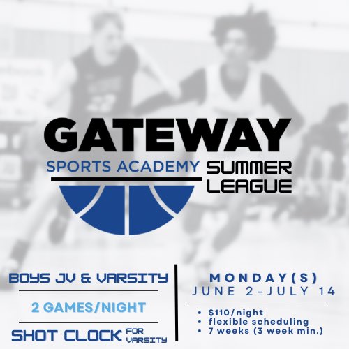 Tyler Mueller (@tylermueller42) on Twitter photo Gateway Sports Academy (Saukville, WI) is running a high school summer league on Monday Nights. Coaches can select the nights they would like to play! Varsity League will be played with a 30 second shot clock. Get your teams signed up!
<a href="/WisBBYearbook/">Mark Miller</a> <a href="/ny2lasports/">NY2LA SPORTS</a> Gateway Sports Academy (Saukville, WI) is running a high school summer league on Monday Nights. Coaches can select the nights they would like to play! Varsity League will be played with a 30 second shot clock. Get your teams signed up!
<a href="/WisBBYearbook/">Mark Miller</a> <a href="/ny2lasports/">NY2LA SPORTS</a>