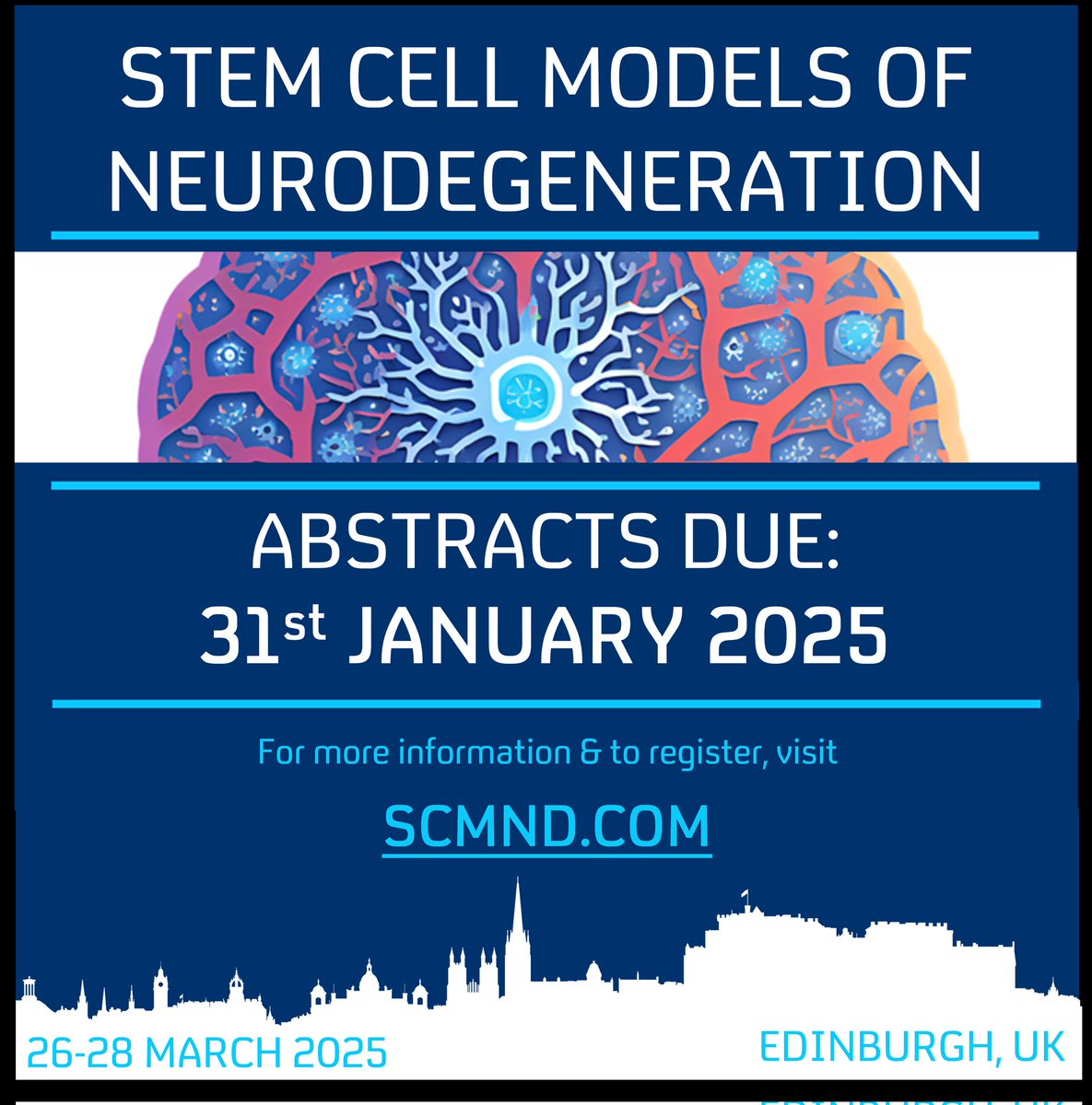 Haven't decided whether you're coming to #SCMND2025 yet?

Perhaps Edinburgh in Springtime can convince you! Come join us for #iPSC, castles, and maybe a wee dram!

Find everything you need to know at scmnd.com!

#organoids #stemcells #neuroscience