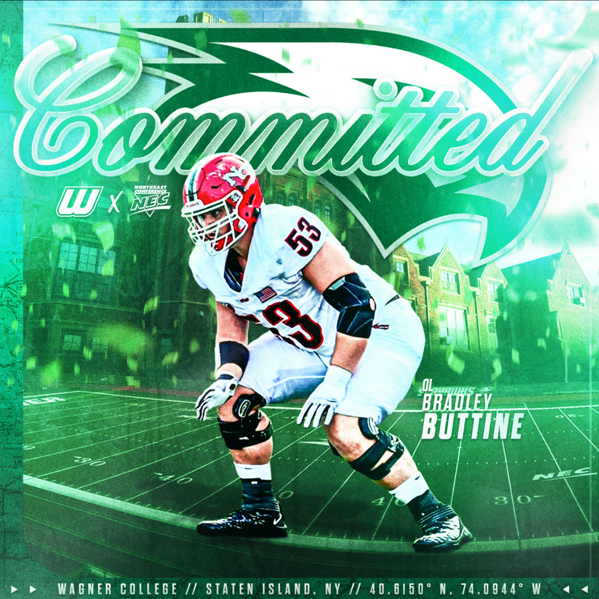 Bradley buttine (@buttinebradley) on Twitter photo I am very excited to announce my commitment to <a href="/Wagner_Football/">Wagner College Football</a> to continue my academic and athletic career!! Huge thanks to my family, friends and coaches for helping me throughout my career to achieve a Division 1 scholarship. Finally, I would like to thank <a href="/tommasella/">Tom Masella</a> and I am very excited to announce my commitment to <a href="/Wagner_Football/">Wagner College Football</a> to continue my academic and athletic career!! Huge thanks to my family, friends and coaches for helping me throughout my career to achieve a Division 1 scholarship. Finally, I would like to thank <a href="/tommasella/">Tom Masella</a> and