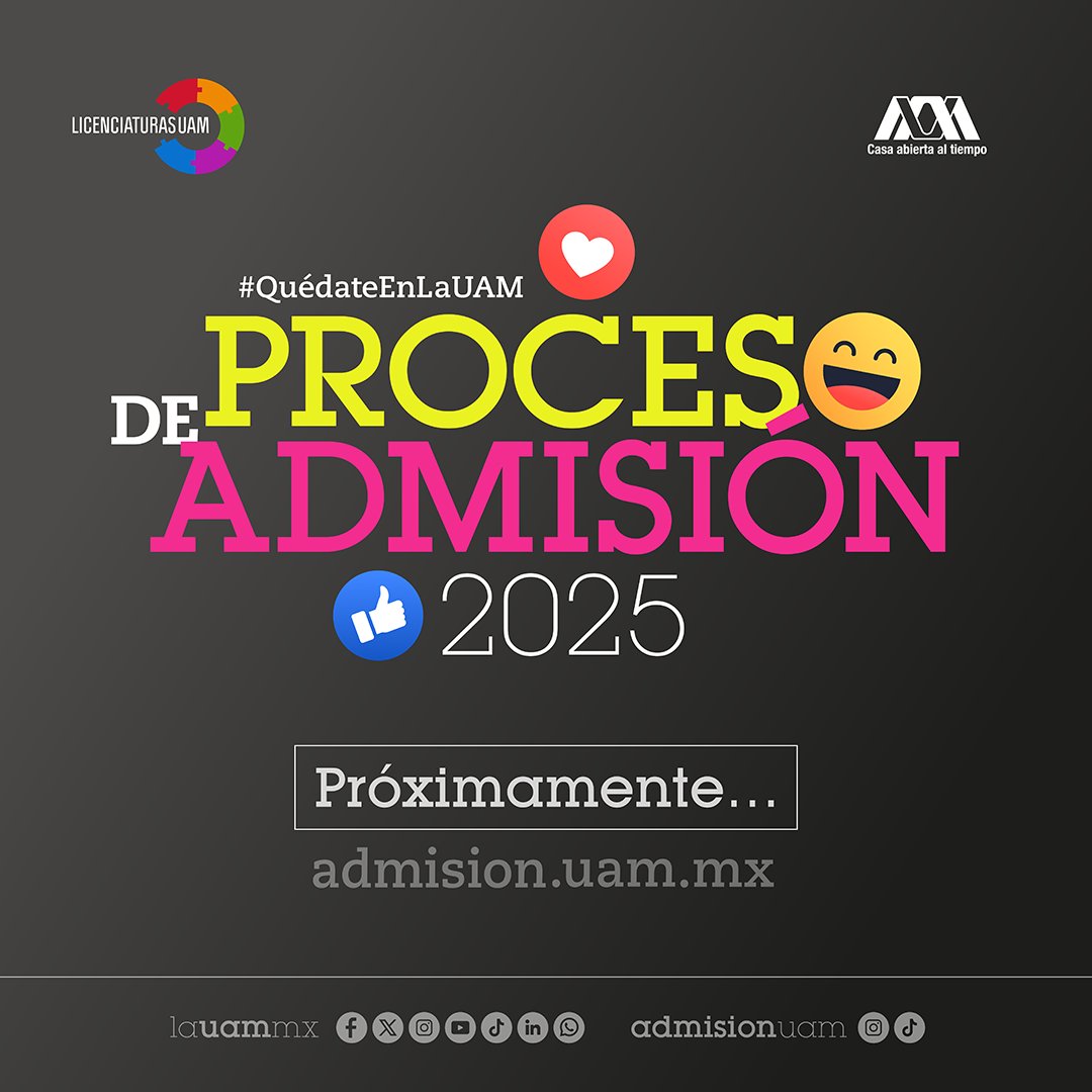 lauammx's tweet photo. Tu siguiente paso está en la UAM. Tenemos 84 licenciaturas y una te espera
.
📣 ¡Muy pronto conocerás la convocatoria!
.
#QuédateEnLaUAM #AdmisiónUAM2025
#SoyUAM #UAM #UAMComprometida https://t.co/z7dUpAmwDU