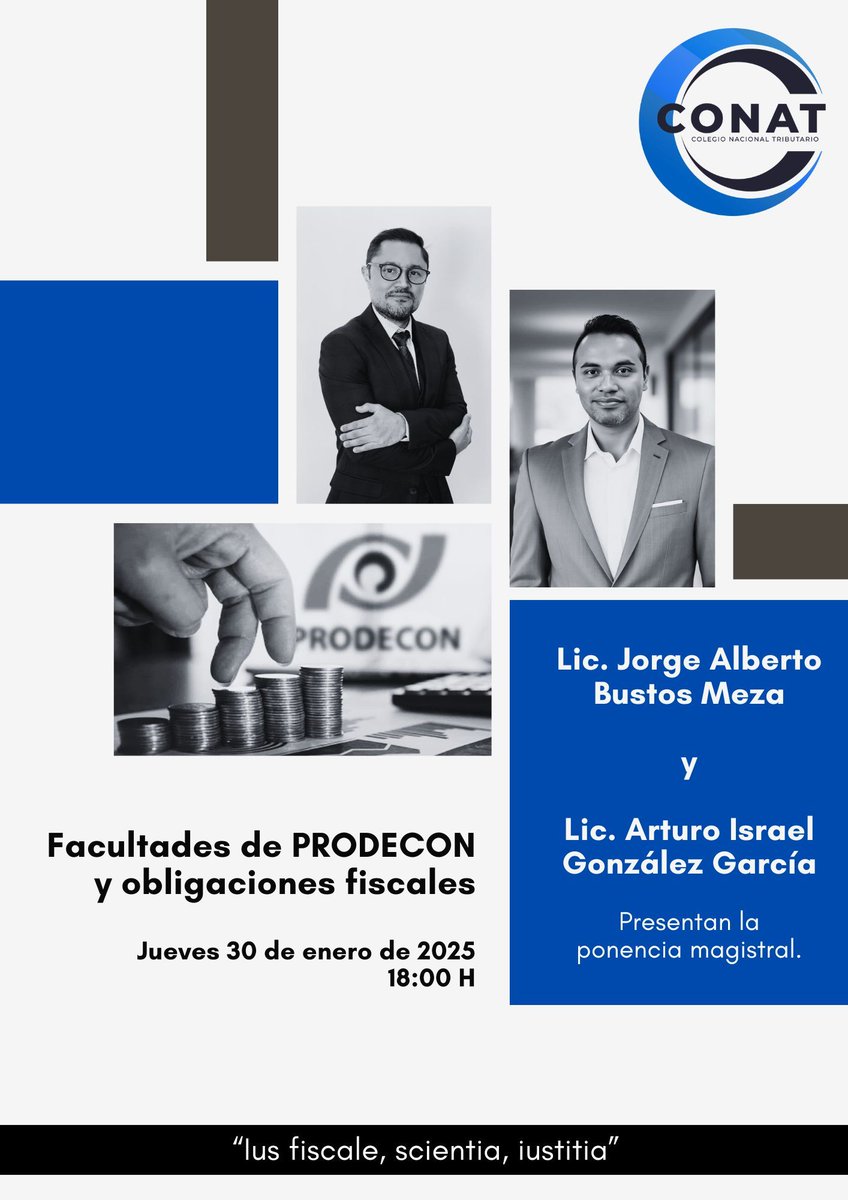 ⚖️ El Colegio Nacional Tributario te invita a su ponencia inaugural del año, donde abordaremos las "Facultades de PRODECON y su impacto en las obligaciones fiscales".

🚀 ¡No te lo puedes perder! 
Eventos gratuitos vía meet. Cupo limitado. 
Regístrate.👇 
buff.ly/40LENj2