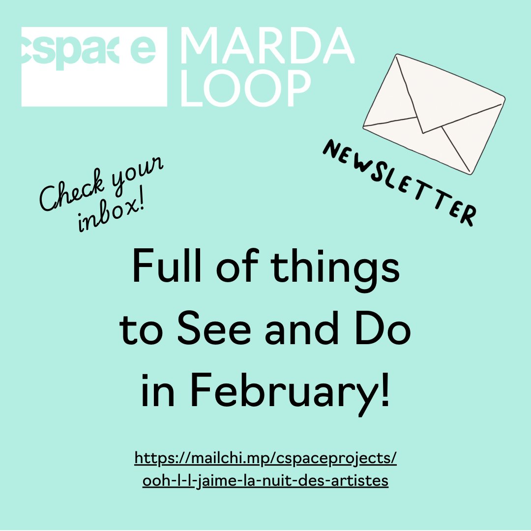 Newsletter announcement!  

Check your inbox for all sorts of great things to See and Do in February at cSPACE! Or, follow this link:

mailchi.mp/cspaceprojects…

#cspace #cspaceprojects #cspacemardaloop #yyc #yycart #yycevents #yycliving #yycbuzz #creativehub #artshub #february