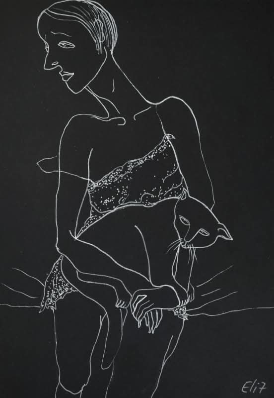 NEGLIGEE 
Elisheva Nesis, Nocturnes, paper/acrylic, 33 cm x 23 cm <a href="/artfinder/">Artfinder</a>

artfinder.com/product/neglig…

#negligee #erotic #cat #elishevanesis #catslovers #portrait #artwork #artlovers
