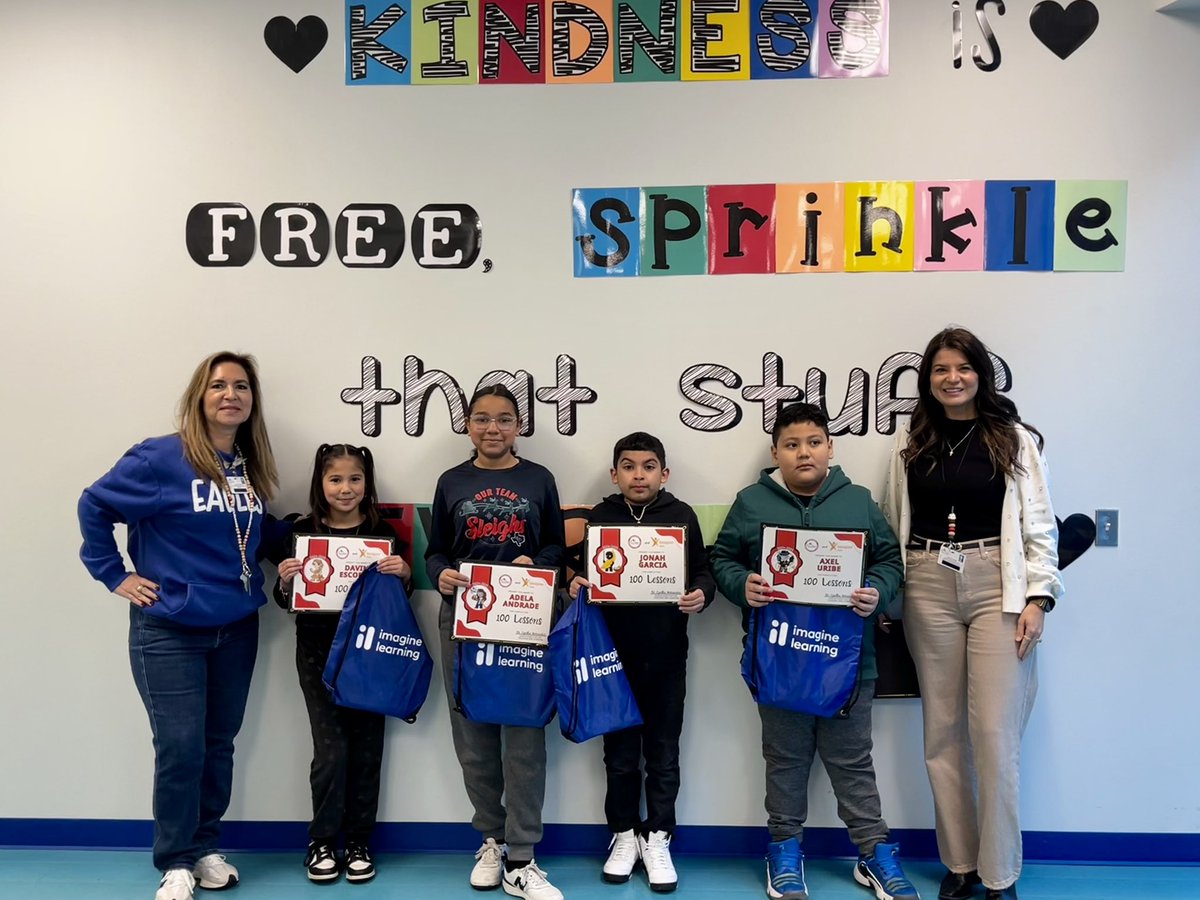 Vicky Ybarra (@victoriacybarra) on Twitter photo Congrats Davina, Adela, Jonah, and Axel for reaching 100 lessons on <a href="/ImagineLearning/">Imagine Learning</a> Way to go!
<a href="/LosEncinosES/">Los Encinos Elementary</a> Congrats Davina, Adela, Jonah, and Axel for reaching 100 lessons on <a href="/ImagineLearning/">Imagine Learning</a> Way to go!
<a href="/LosEncinosES/">Los Encinos Elementary</a>