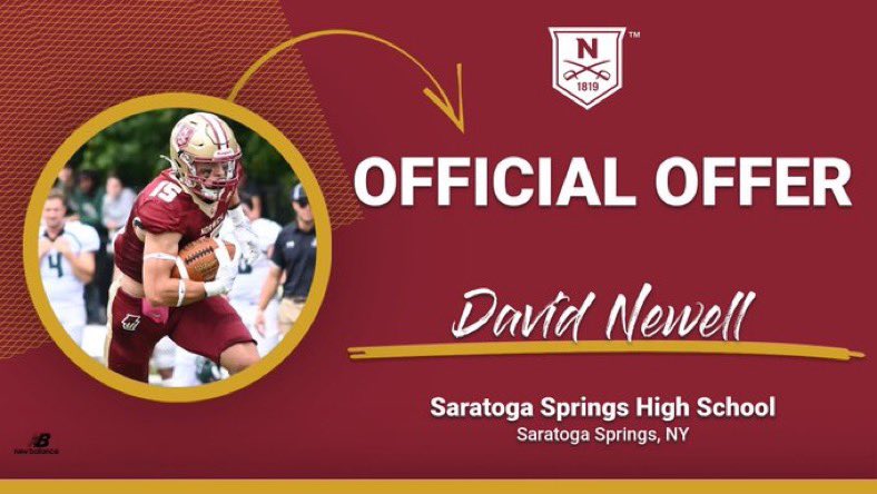 After a great visit I’m blessed to have received an offer to play football at Norwich University.

I want to thank my God, my coaches, and my family for the support.
<a href="/CoachJohnsonOL/">𝘽𝙤𝙗𝙗𝙮 𝙅𝙤𝙝𝙣𝙨𝙤𝙣 𝙄𝙄𝙄</a> <a href="/CoachFulger/">Jesse Fulger</a> <a href="/coachmevans/">Matt Evans</a> <a href="/CoachHayden56/">Eric Hayden</a>