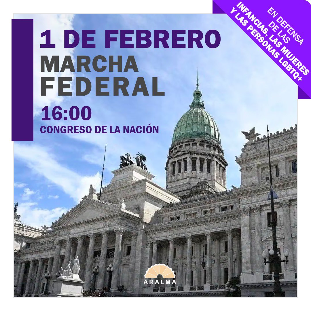 SÁBADO 1 DE FEBRERO, 16 HORAS
MARCHA FEDERAL

Aralma marcha por las infancias, las mujeres en toda su diversidad y las personas LGBTQ+.

❌✋Contra el fascismo y el racismo.

Desde el Congreso hasta Plaza de Mayo, Buenos Aires.

#MarchaFederal #aralma