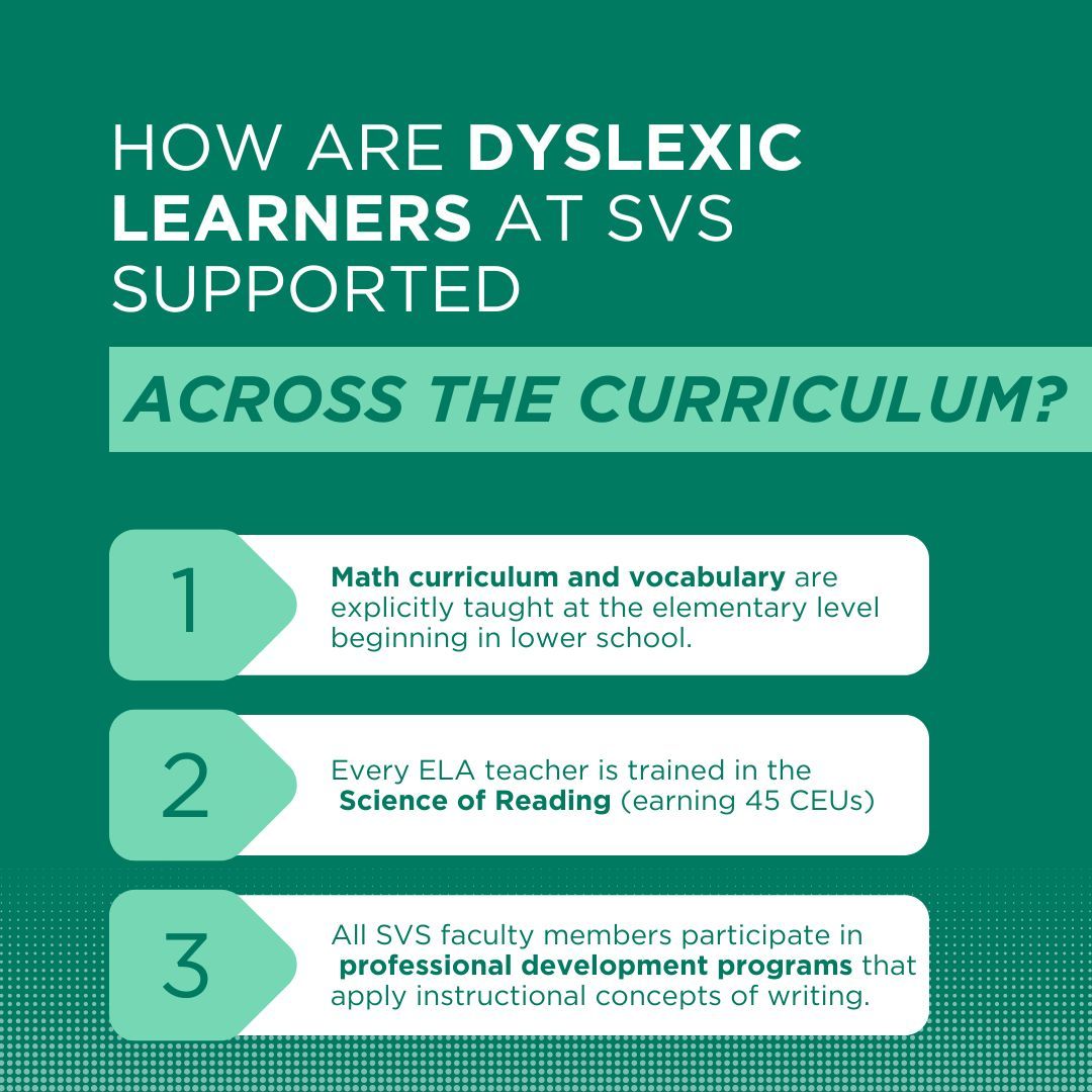 #SVS supports students across the curriculum. We are an independent, coeducational, college preparatory school whose mission is to provide excellence in education for bright students (K-12) with #dyslexia, #dysgraphia, &amp; #dyscalculia. buff.ly/3WyzPnk