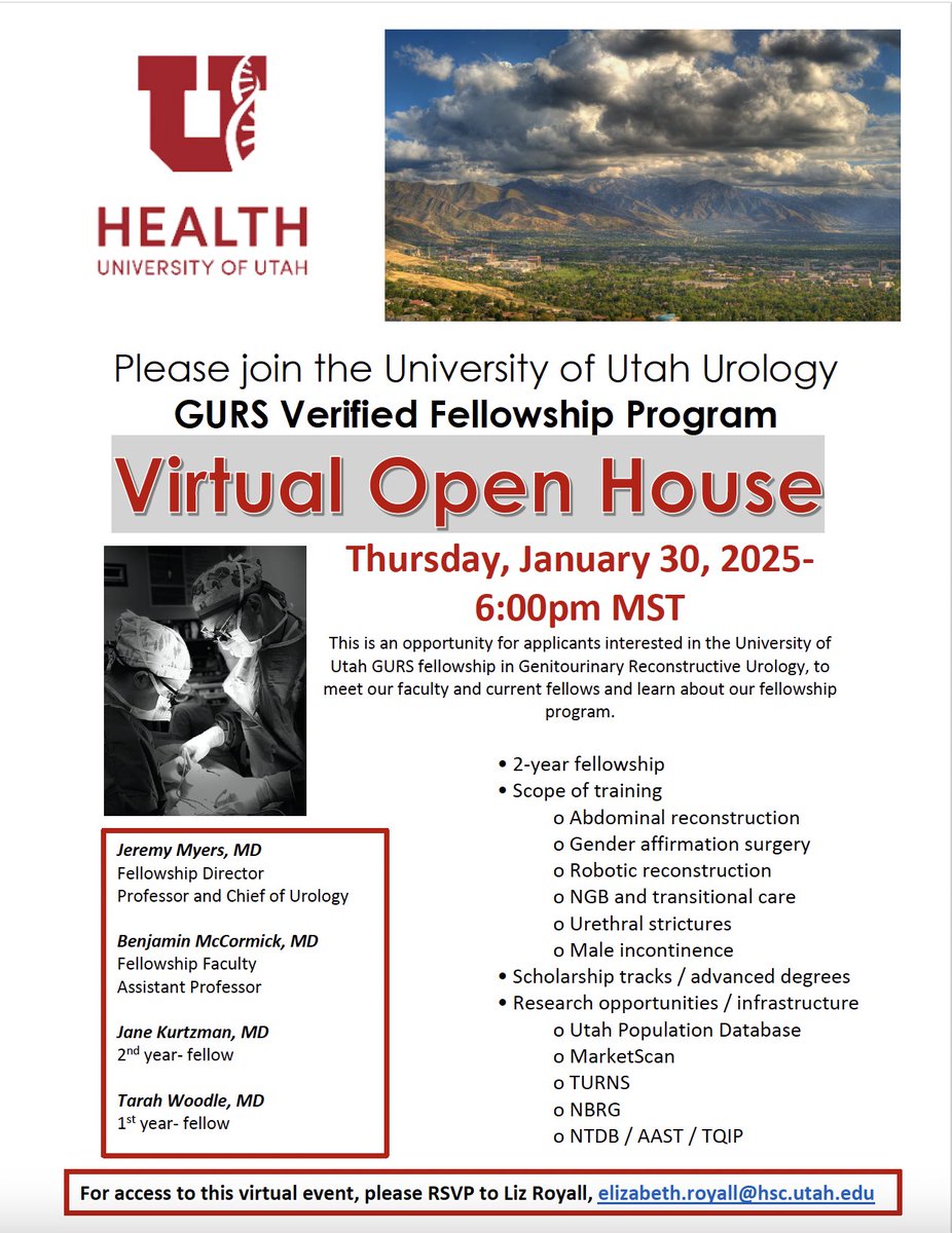 University of Utah Urology (@utahurology) on Twitter photo Please join us for virtual open house on the Utah GURS verified fellowship in reconstructive urology. This Thursday night at 6pm MST. <a href="/jeremybmyers/">Jeremy B. Myers</a> <a href="/BenMcUro/">Benjamin McCormick</a> <a href="/SocietyGURS/">GURS</a> Please join us for virtual open house on the Utah GURS verified fellowship in reconstructive urology. This Thursday night at 6pm MST. <a href="/jeremybmyers/">Jeremy B. Myers</a> <a href="/BenMcUro/">Benjamin McCormick</a> <a href="/SocietyGURS/">GURS</a>