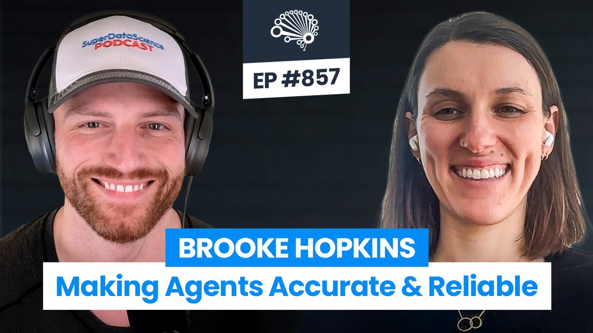 Jon Krohn (@jonkrohnlearns) on Twitter photo Agentic A.I. is powerful because it has infinite breadth of capability. But this is a double-edged sword: Agents entail great risk and testing their performance is tricky... until now — thanks to Brooke Hopkins (<a href="/bnicholehopkins/">Brooke Hopkins</a>), today's guest!
Watch here: Agentic A.I. is powerful because it has infinite breadth of capability. But this is a double-edged sword: Agents entail great risk and testing their performance is tricky... until now — thanks to Brooke Hopkins (<a href="/bnicholehopkins/">Brooke Hopkins</a>), today's guest!
Watch here: