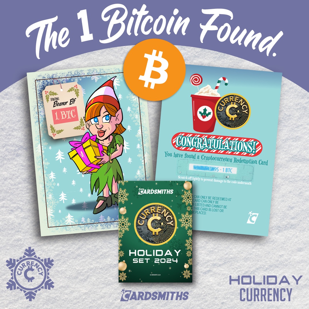 What a find! The 1 Bitcoin found in the Holiday Packs! Redeemed this week  for a Currency Collector! #CurrencyCards #Cardsmiths #Bitcoin #CRYPTO