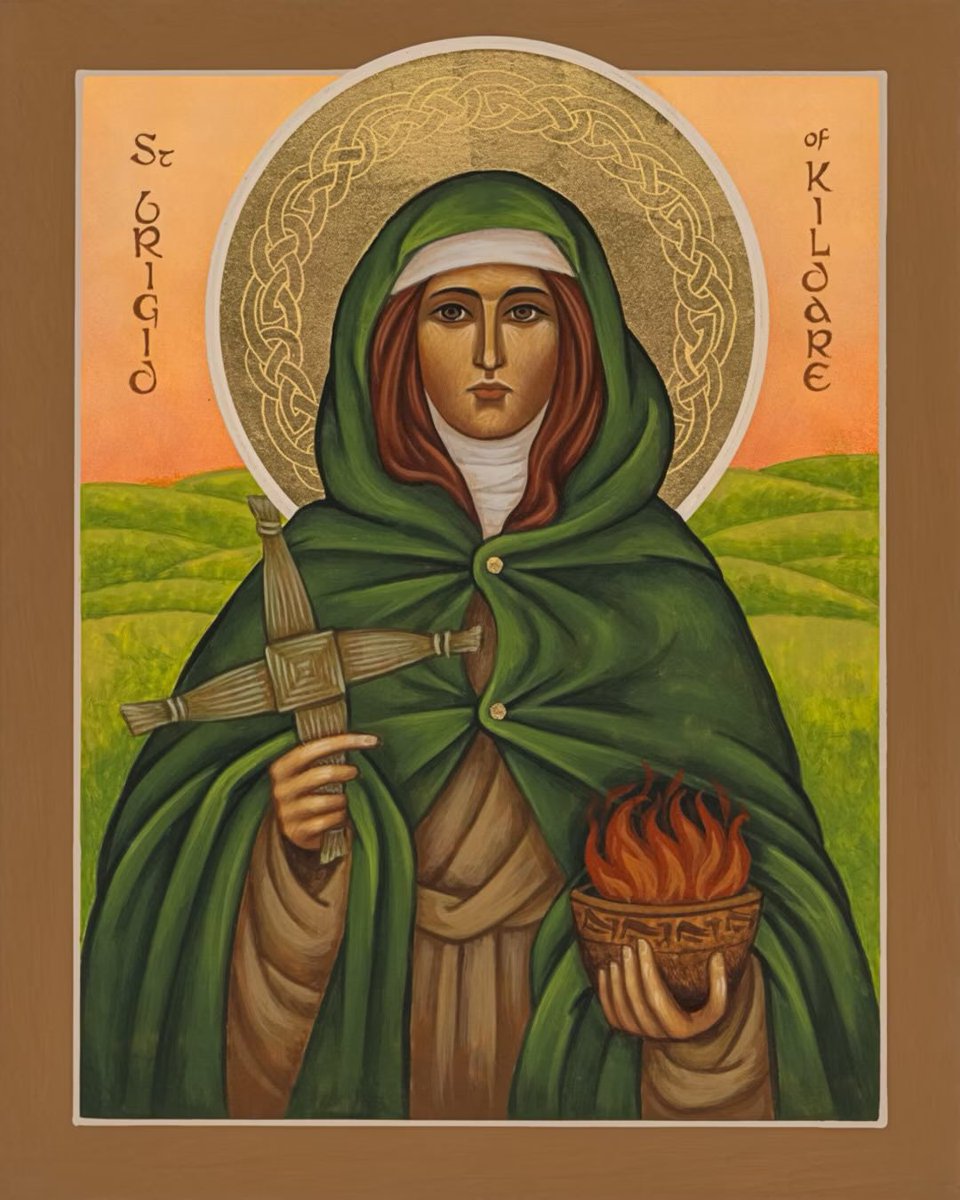 OldHollowTree's tweet image. Saturday is St. Brigid’s Day, when you will be halfway between the winter solstice and the spring equinox.
It is one of my favorite days, and she is one of my favorite saints in part because I have many Catholic and Orthodox friends here and she is from before the schism.