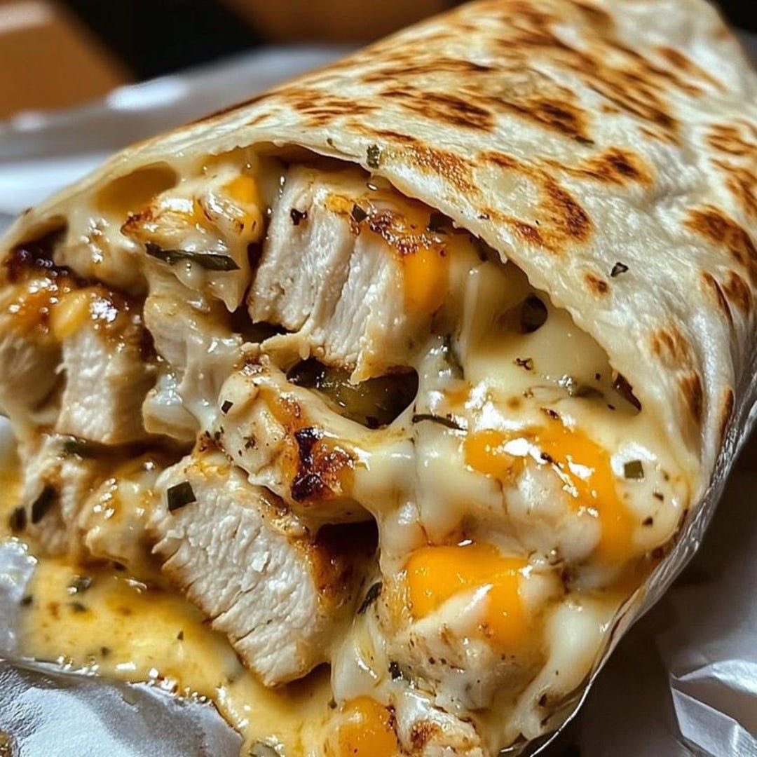 WHATSFORDlNNER's tweet image. Cheesy Garlic Chicken Wrap