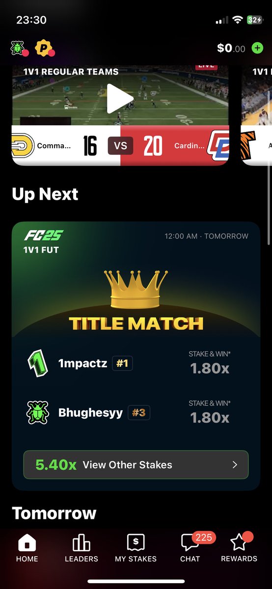 Title match against <a href="/1mpactZ_/">1mpactZ</a> in 30 mins!

Make sure to get your stakes in and use code ‘bhughesyy’ during signup for a free $10 stake