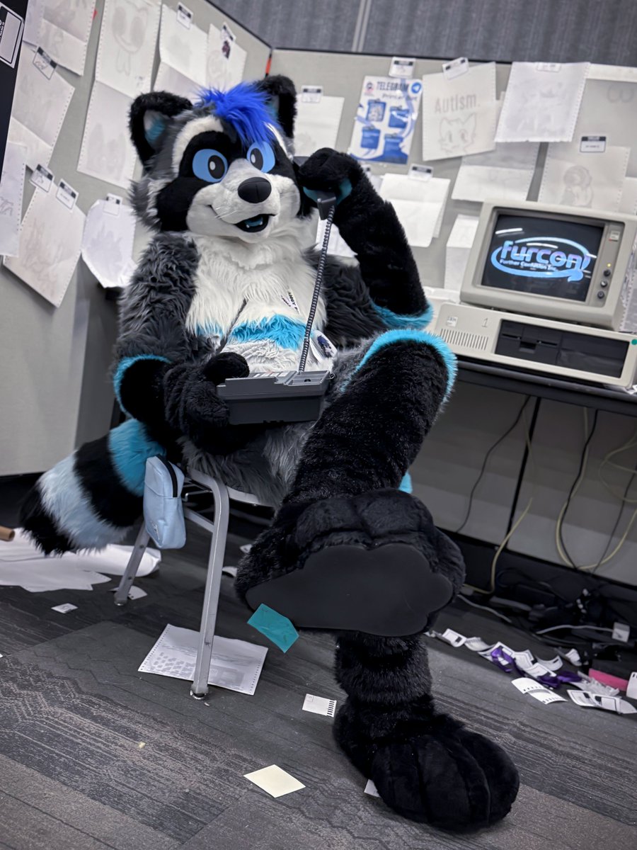 "Listen, my BLT drive just went AWOL, and I've got this big project due tomorrow. Could you uh, read me the number on your modem...?"

📸: <a href="/FlummoxRaccoon/">Moxy 💙</a>
#fc2025 #furry #fursuit
