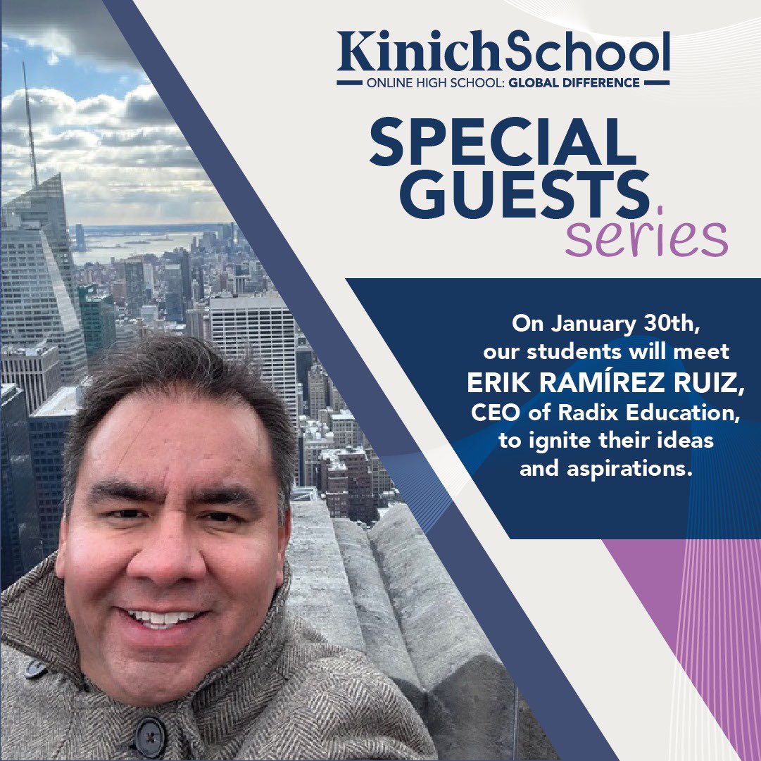 KinichSchool's tweet photo. Excited to kick off our Special Guest Series🌟 on Jan 30! Our students will meet Erik Ramírez, CEO of Radix Education, to discuss transforming Education.
En nuestra Serie de Invitados Especiales, Erik inspirará a nuestros estudiantes compartiendo su camino de transformación 🚀📚 https://t.co/UtRcmuLwQ4