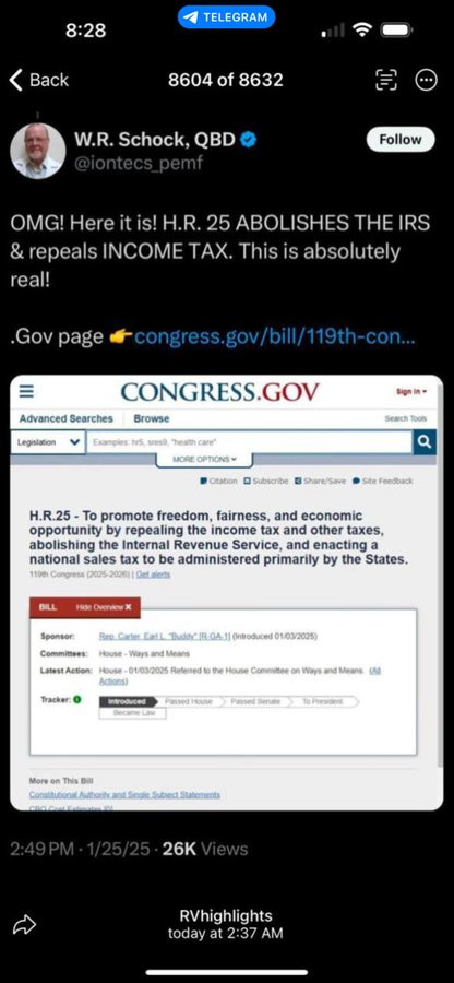 The moron MAGAs are now cheering on HR 25, an amendment to "abolish the income tax" - but if you read the fine print: "bill imposes a national sales tax on the use or consumption in the United States of taxable property or services in lieu of the current income taxes, payroll