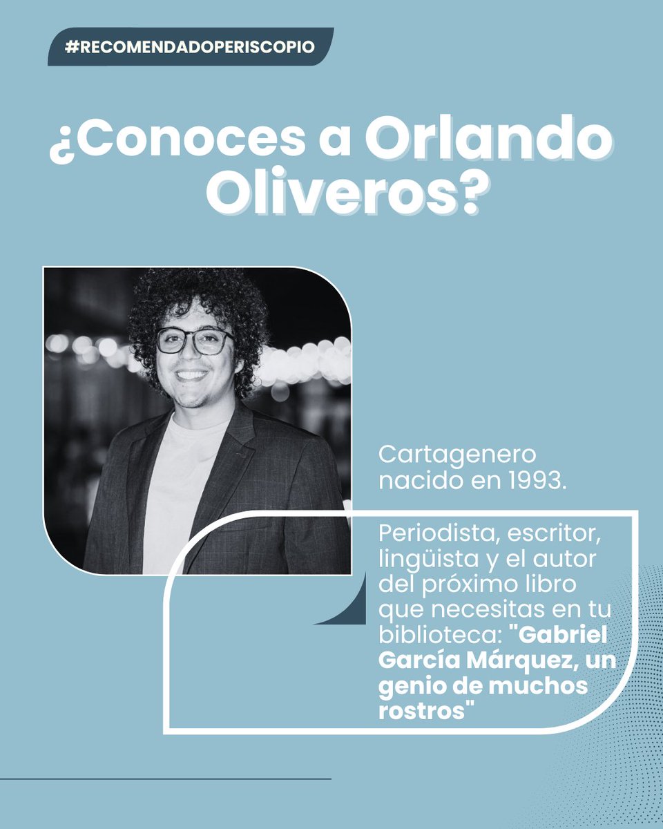 Conoce a Orlando Oliveros: escritor y periodista cultural colombiano nacido en 1993. Editor-investigador en el Centro Internacional para el Legado de Gabo y fundador de AnaCrónica, revista cultural que explora literatura, cine, anime y fotografía.