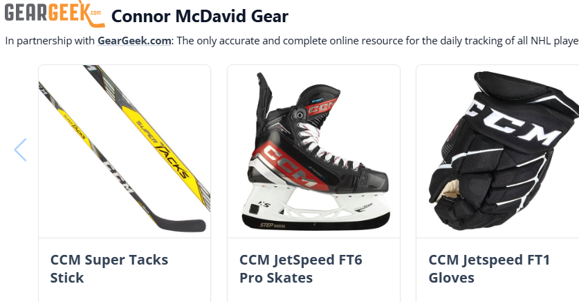 PuckPedia's tweet image. Did you know that we now show:

🏒a player's stick at the top &amp;amp; all of their gear at the bottom of their player page

🏒the most common stick for the team at the top &amp;amp; all of the gear worn by the team at the bottom of the team page

Courtesy of our friends @geargeekhockey !