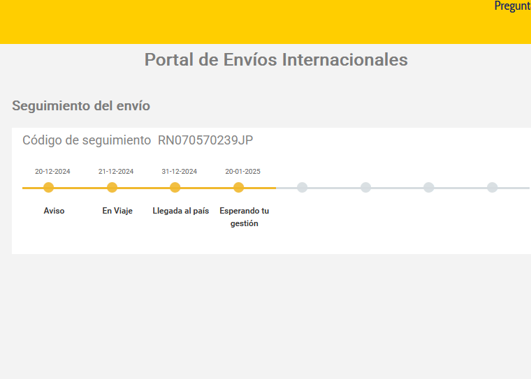 HaaruteLive's tweet photo. @CorreoOficialSA Hola, tengo un drama con un paquete de origen internacional.

Hice el proceso de aviso de compra y en el seguimiento registra el paso de declaración. Sin embargo, está atorado en "Aviso Compra" y no me da la opción para poder realizar la gestión.

RN070570239JP https://t.co/0ws1VPZs8C