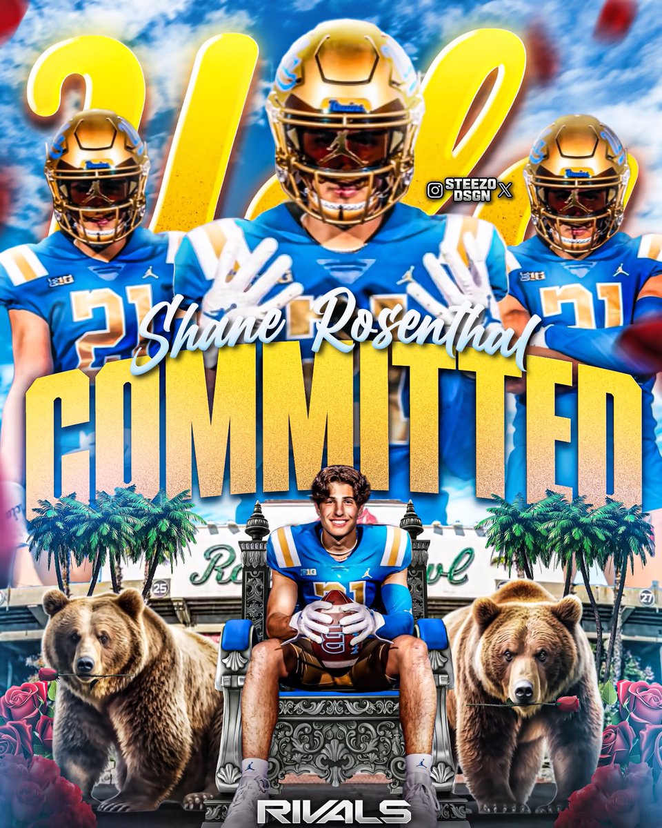 BREAKING: Class of 2025 3 ⭐️ WR Shane Rosenthal ( <a href="/ShaneRosentha11/">Shane Rosenthal</a> ) is flipping his commitment from Princeton to UCLA he tells me.
-
Shane Rosenthal is a 5’11 (185 LBS) Wide Receiver out of Newbury Park, CA. He has 25+ offers and had been committed to Princeton since November of