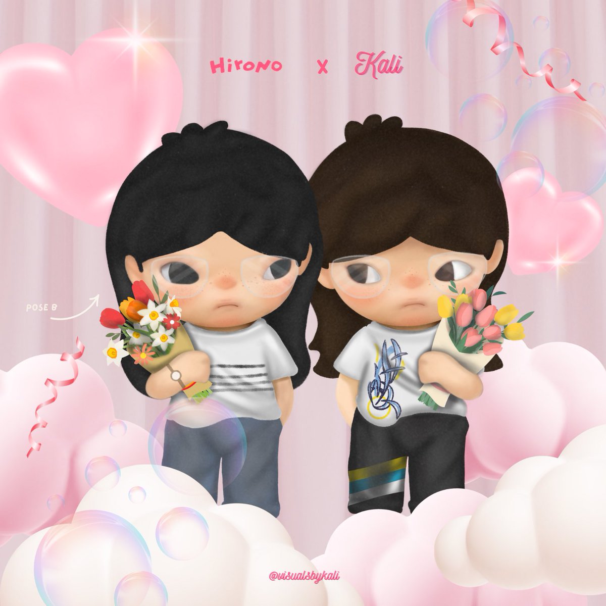 જ⁀➴ love is in the air! 💘

꒰ turn yourself and your partner into hironos ꒱

⟢ takes 2-4 days to finish
⟢ use them as wallpapers, icons, stickers, etc. 
⟢ two poses to choose from

t. chibi commissioner lf clients valentine’s day gift couple artph hironotwt popmart