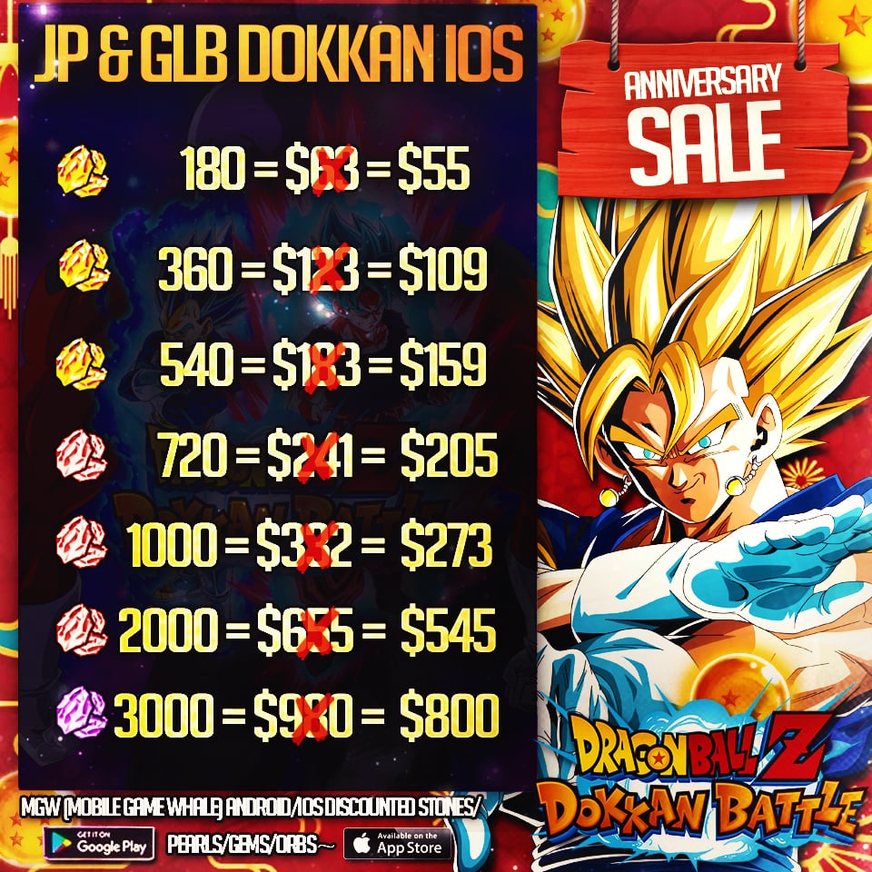 InfinitStones's tweet image. Be sure to stock up for Dokkans 10th Anniversary (Dm to purchase or for more information)