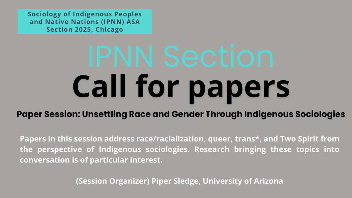 Call for papers:
#IPNN Section at #ASA
The online portal is open for submissions. The deadline to submit is Wednesday, February 26, 2025, at 11:59 p.m. Eastern. convention2.allacademic.com/one/asa/asa25/