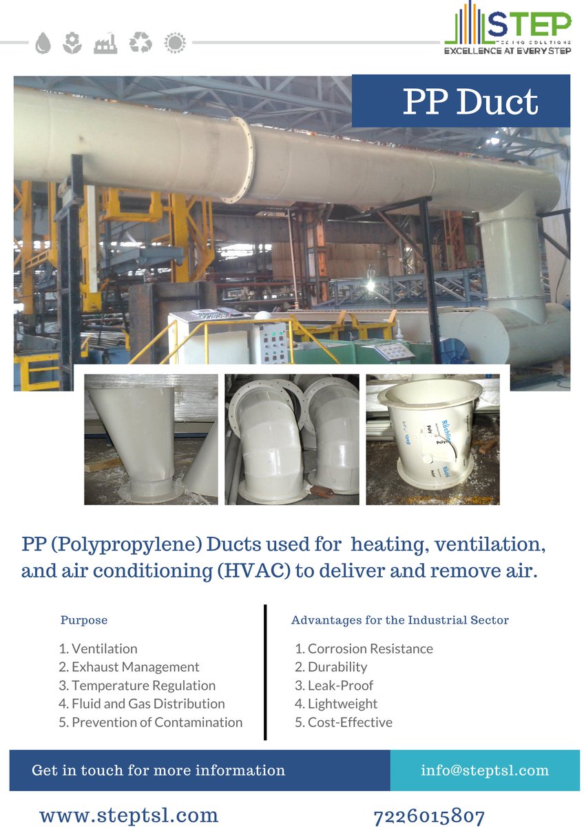 step_techno's tweet image. PP (Polypropylene) Ducts used for heating, ventilation,

and air conditioning (HVAC) to deliver and remove air.

#STEP

#Steptechnosolutionsllp

#Duct