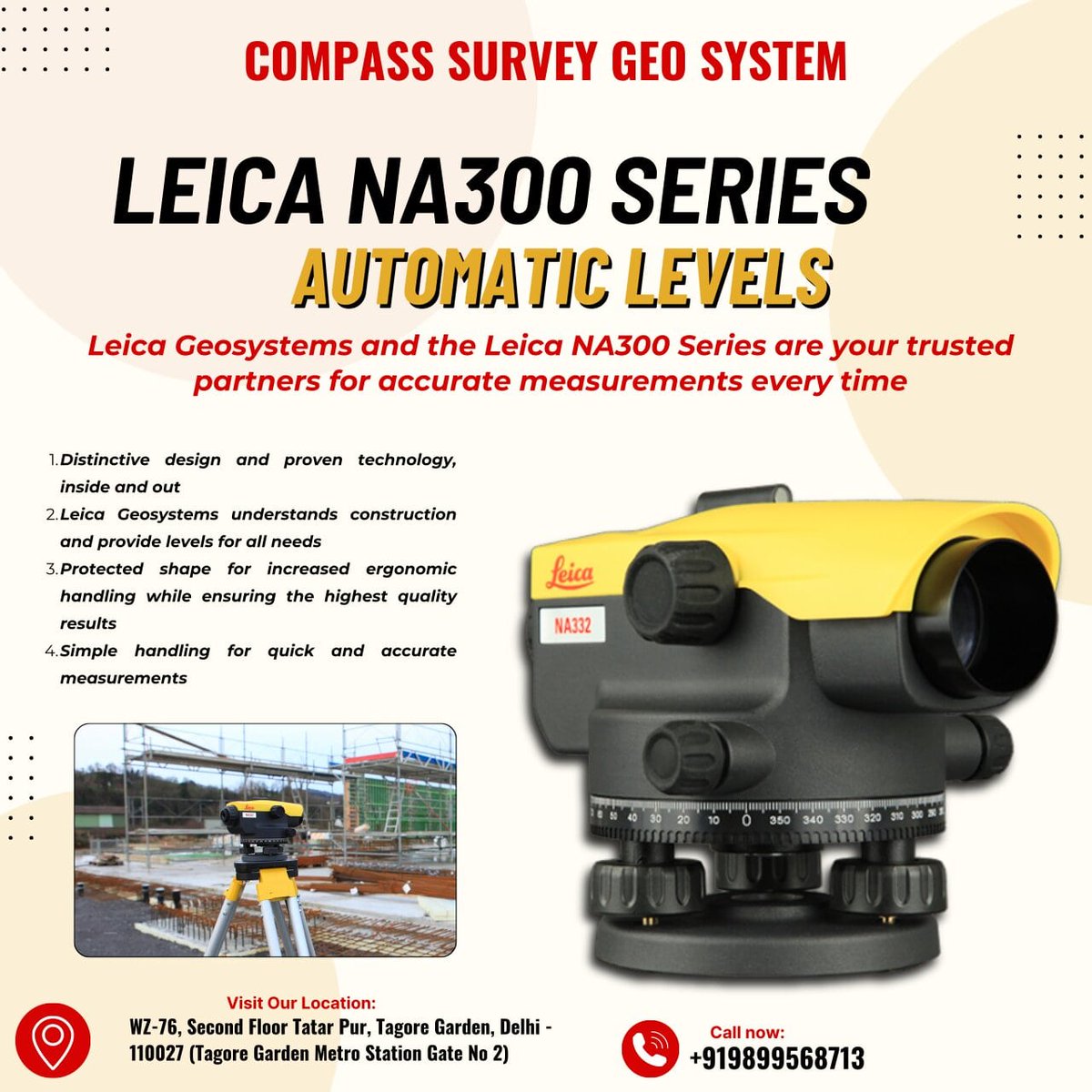 CompassGeo68570's tweet image. Discover precision with LEICA NA300 Series automatic levels, designed for accurate measurements and reliable performance in all conditions.
#LEICANA300 #AutomaticLevels #SurveyingTools #PrecisionMeasurement #ConstructionTech #SurveyEquipment #Topography #Leveling