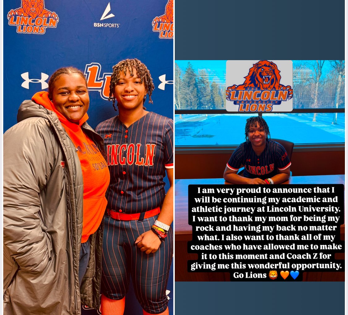 Looking forward to attending college at Lincoln University ! 🦁🧡💙  <a href="/commit2HBCU/">SHOWCASE HBCU</a> <a href="/HBCUSoftball/">HBCU Softball</a> <a href="/AScholarsBrand/">Athletic Scholars Brand Inc.</a>
<a href="/CoastRecruits/">Coast 2 Coast Recruits</a> 
<a href="/DirectRecruits/">Direct Recruits</a>
<a href="/WOWS2023/">WorldofWomensSports</a>
<a href="/Softball_Home/">Softball Home🥎</a> <a href="/SunilSportsNews/">Sports News By Sunil Sunder Raj</a> 
<a href="/FGS_softball/">FLATGROUND Softball</a> 
<a href="/SoftballDown/">Down South Softball</a>
<a href="/bloodlinesport/">BLOODLINE SPORTS</a> <a href="/UWAA_United/">United Women’s Athletic Association</a>