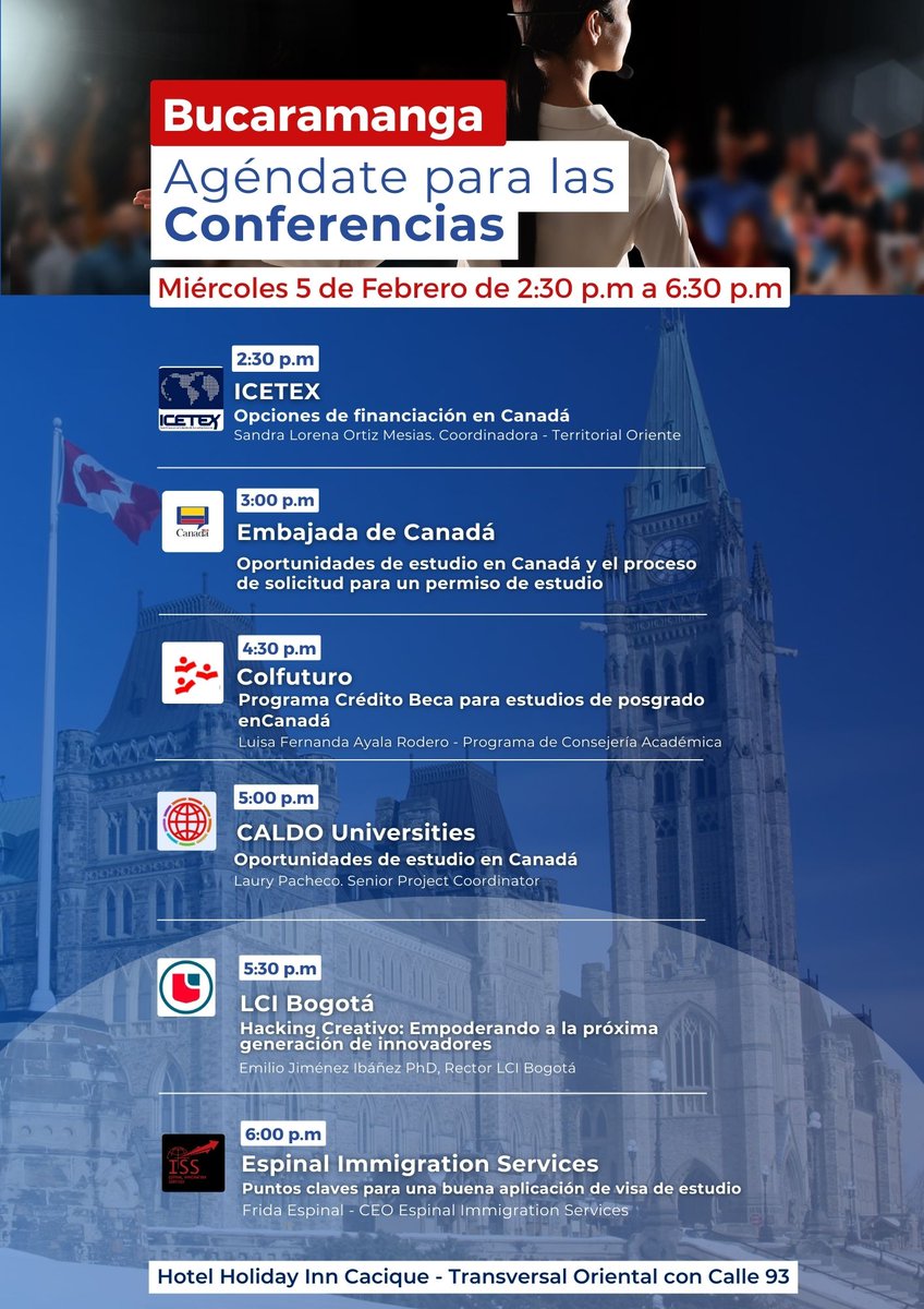 📢 Les recordamos que en la Feria Explore Canadá 2025 tendremos charlas exclusivas diseñadas para todos los perfiles: desde estudiantes interesados en pregrados y bachilleratos, hasta quienes buscan maestrías, posgrados y especializaciones. 🎓✈️