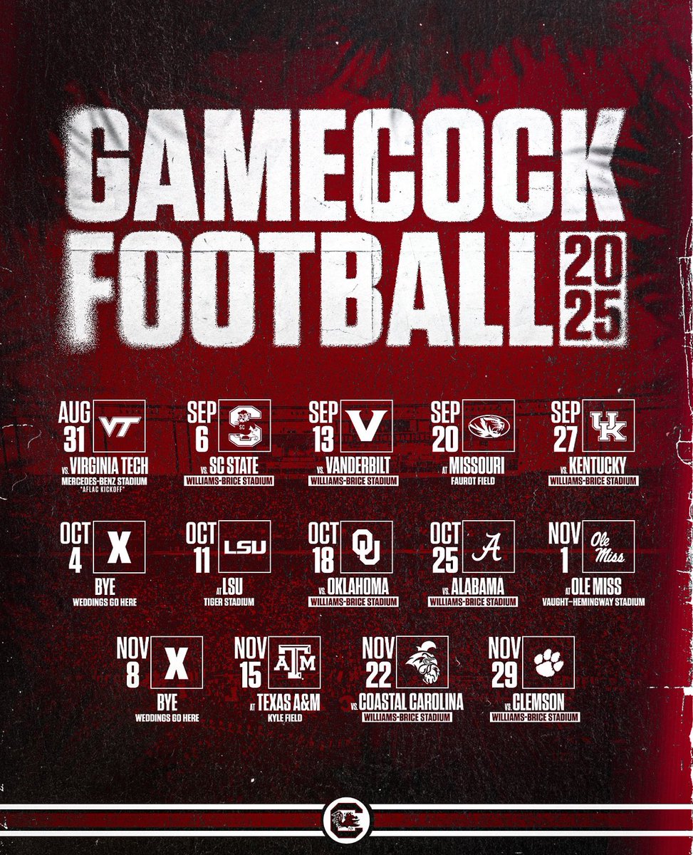 Kam Pringle (@pringlekam) on Twitter photo Check out what's planned for the 2025 <a href="/GamecockFB/">South Carolina Football</a> season and get your tickets today!
➡️gamecocksonline.com/2025-football-…
#Gamecocks | #ForeverToThee Check out what's planned for the 2025 <a href="/GamecockFB/">South Carolina Football</a> season and get your tickets today!
➡️gamecocksonline.com/2025-football-…
#Gamecocks | #ForeverToThee