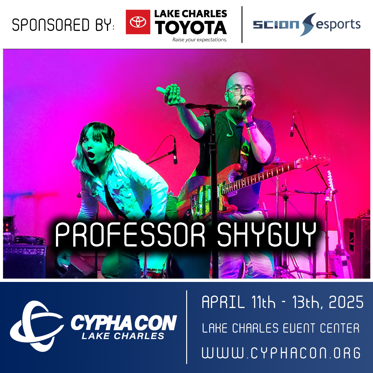 CYPHACON is pleased to announce our next musical guest, Professor ShyGuy!

Shyguy will be joining us April 11th - 13th, 2025 at the @LCCivicCente  in Lake Charles Louisiana!

For complete information visit our website, tickets on sale now! cyphacon.org/speakers/perfo…