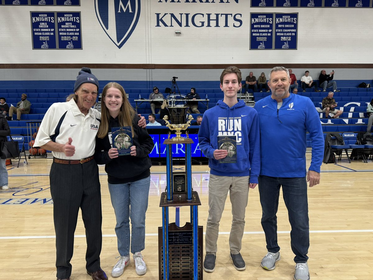marianhssports's tweet photo. Tonight we honored our Trailblazer Award winners!  Congratulations Grace Henry and Brady Porter!  And thank you Rod Goodchild for your support for Marian!  #OnceAKnightAlwaysAKnight https://t.co/syVGeHzbDt