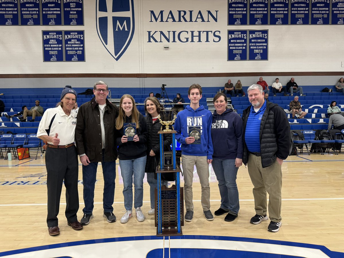marianhssports's tweet photo. Tonight we honored our Trailblazer Award winners!  Congratulations Grace Henry and Brady Porter!  And thank you Rod Goodchild for your support for Marian!  #OnceAKnightAlwaysAKnight https://t.co/syVGeHzbDt
