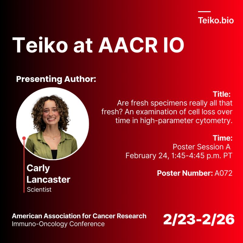 TeikoBio's tweet image. 💡 Rethinking &quot;Fresh&quot; in High-Parameter Cytometry 💡

At Teiko, we’re excited to present our latest research at American Association for Cancer Research IO 2025 (@AACR), highlighting findings that challenge traditional assumptions about fresh blood processing in cytometry. We’ll…