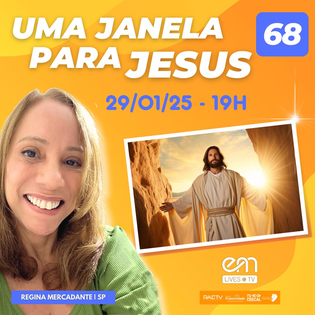 EMediunidade's tweet photo. ✨ Veja nesta quarta-feira, 29/01/25, a série: Uma janela para Jesus.
✨ Compromisso com Cristo Jesus - Parte 2.
✨ Exposição: Regina Mercadante (SP).
🕗 19h 🇧🇷 

🔗 https://t.co/VddyzYtljy

#umajanelaparajesus  #jesus #espiritismoemediunidade #espiritismo #deus #natal #espirita https://t.co/sTQ7CsEOK8
